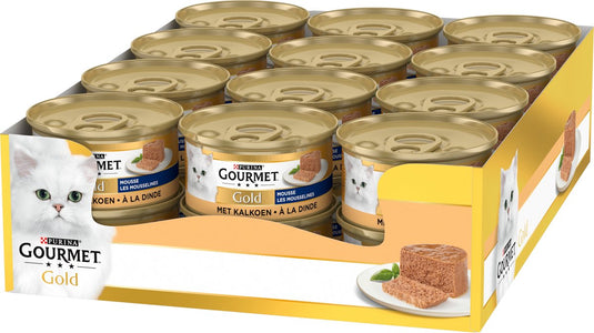 Gourmet gold mousse - 24 x 85 g - kalkoen - kattenvoer natvoer