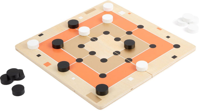 Load image into Gallery viewer, Small foot - houten solitaire en molenspel gouden editie

