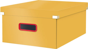 Leitz click store grote kartonnen a3 opbergdoos - 85% gerecycled karton - opvouwbare sorteerdoos met deksel - 36.9 x 20 x 48.2 cm (bxhxd) - warm geel