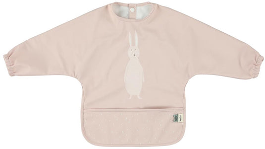 Trixie afwasbare slab met mouwen - mrs. rabbit - slab voor kinderen - 100% recycled polyester - eenvoudig schoon - roze
