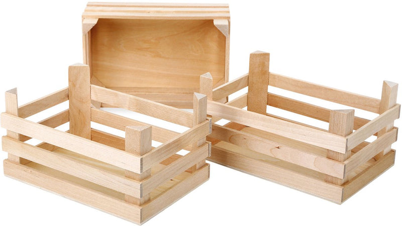 Load image into Gallery viewer, Small foot - houten kratjes groot 18x12x9,5cm, set van 3
