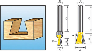 Makita 7° 19,05x22,23mm zwaluwstaartfrees s12 - d-10914