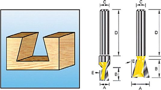 Makita 7° 19,05x22,23mm zwaluwstaartfrees s12 - d-10914