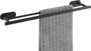 Wenko turbo-loc® dubbele handdoekhouder orea duo rvs zwart mat 60cm breed - handdoekrek - bevestigen zonder boren - zelfklevend