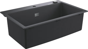 Grohe k700 composiet spoelbak - 78cm - inbouw - met overloop en automatische afvoer - granite black