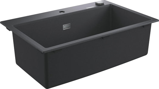 Grohe k700 composiet spoelbak - 78cm - inbouw - met overloop en automatische afvoer - granite black