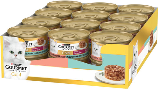 Gourmet gold hartig torentje duo - kattenvoer natvoer - zalm koolvis - 24 x 85 g