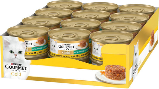 Gourmet gold hartig torentje - 24 x 85 g - kip wortel - kattenvoer natvoer