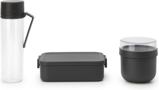 Brabantia make take ontbijt- en lunchset - 3-delig - kunststof - dark grey