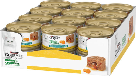 Gourmet nature's creations mousse - 24 x 85 g - kip en wortel - hart van saus - kattenvoer natvoer