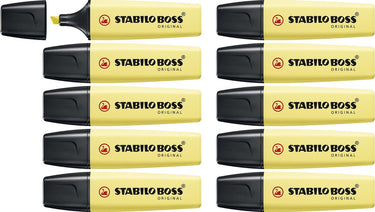 Stabilo boss original pastel - markeerstift - markeren met pastelkleuren - melkachtig geel - doos 10 stuks