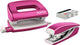 Leitz wow metalen mini nietmachine en perforator set - inclusief nietjes - roze metallic - ideaal voor thuiskantoor thuiswerkplek