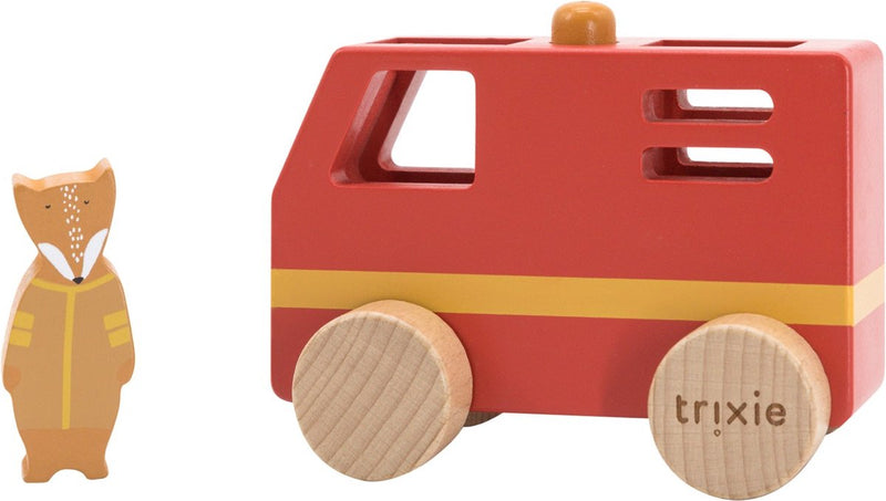 Load image into Gallery viewer, Trixie houten mini brandweerwagen - speelgoedvoertuig in duurzaam hout - leuk voor jongens en meisjes - met mr. fox
