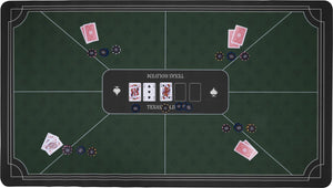 Longfield pokerkleed groen 140x80 cm - polyester rubber - glad speeloppervlak - poker dobbel accessoire - engelhart