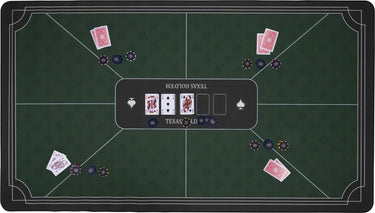 Longfield pokerkleed groen 140x80 cm - polyester rubber - glad speeloppervlak - poker dobbel accessoire - engelhart