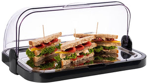 Aps buffetvitrine - 4-delige vitrine met rol deksel - inclusief koelelementen - voor buffet - zwart