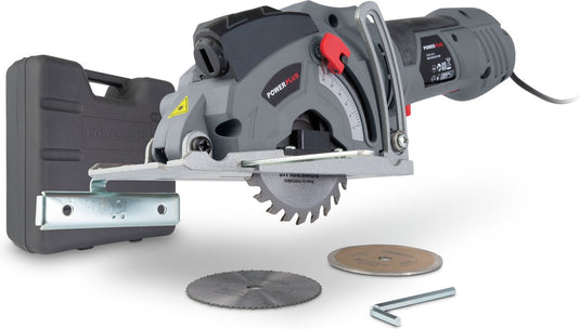 Powerplus elektrische mini invalzaag powe30040 - 500w gereedschap, ø85mm - laser - met 3 acc.