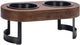 Menno's dierenwereld designed by lotte mavira voerbak drinkbak hond - verhoogde dinerset eetbak waterbak hond - hout rvs - zwart - 2x800 ml
