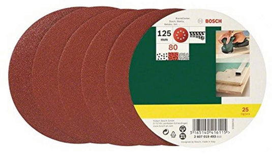 Bosch schuurbladenset - 25-delig - 125 mm (korrel 80)