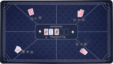 Longfield pokerkleed blauw 140x80 cm - polyester rubber - glad speeloppervlak - poker dobbel accessoire - engelhart