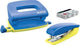 Leitz mini nietmachine + perforator - niet tot 10 vel - voor mappen en ringbanden - inclusief nietjes - ideaal voor school of studie - blauw geel