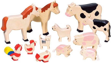 Goki houten boerderijdierenset, 12dlg.
