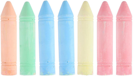 Eddy toys krijt xl - stoepkrijt xl 7 stuks - ca. 17 x 9 cm - groot formaat stoepkrijt voor buiten - roze, blauw, groen, geel en oranje