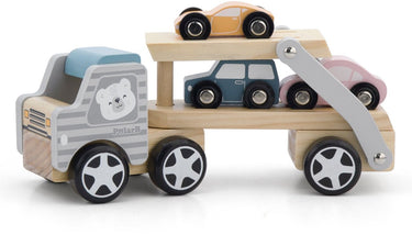 Polarb houten truck met oplegger incl. 3 auto's 44014
