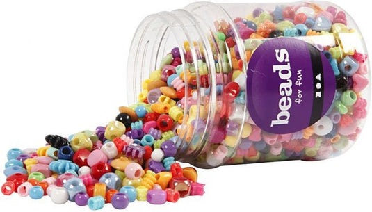 Creativ company plastic kralen figuren 6 - 20 mm multi ca 1175 stuks