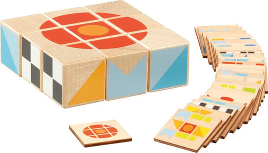 Goki puzzel - spel - 9 blokken - 25 patronen - hout - 3 jaar