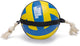 Beeztees action volleybal met touw - hondenspeelgoed - rubber - blauw geel - 48x20,4x20,4cm