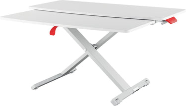 Leitz zit sta bureau met schuiflade - in hoogte verstelbare bureauverhoger voor computerschermen, monitors en laptops - 800 x 350mm - wit grijs