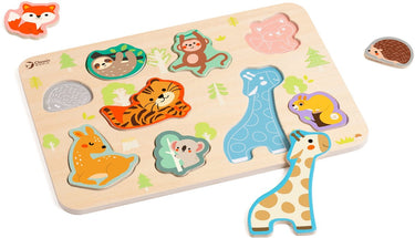 Classic world houten inlegpuzzel dieren puzzel, 10st.