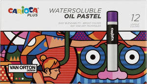 Carioca plus oliepastels - set van 12 kleuren in hard carton box - zachte oliekrijtjes - geschikt voor: tekenen, kleuren en creatieve hobby’s