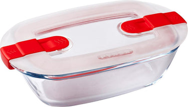 Pyrex cook , heat voedselcontainer rechthoek met deksel 17 x 10cm