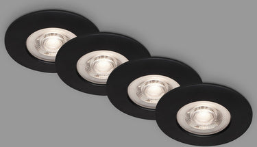 Briloner kulana - set van 4 led inbouwspots - dimbaar - badkamerverlichting - ø9 cm - ip44 - 4.9 w - 480 lm - 3.000 k - zwart