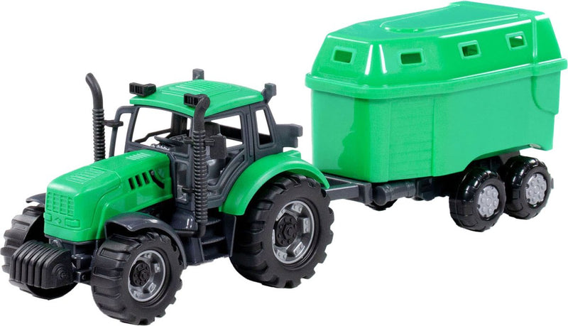 Load image into Gallery viewer, Cavallino tractor met paardentrailer groen, schaal 1:32

