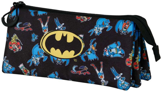 Karactermania - looney tunes - batman tunes triple fan 2.0 tekenetui - potloden etui - pennenetui - pennetas - zwart