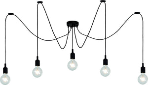 Lucide fix - hanglamp - 5xe27 - geschikt voor vide en hoge plafonds - zwart
