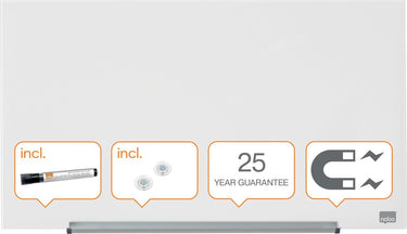 Nobo impression pro magnetisch glasbord - 68x38 cm - inclusief whitebord marker en magneten - helder wit