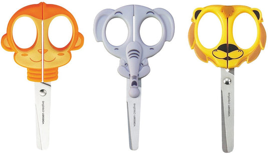 Vaessen creative kinderschaar set - 3 st. - linkshandig rechtshandig - met dieren design