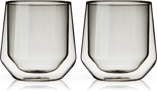 Viski aurora tumbler - dubbelwanding - glas - 266ml - 2 stuks - smoke
