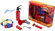 Klein toys 7-delige brandweer set - brandblusser, zaklamp, megafoon, gasmasker, mobiele speelgoedtelefoon, fluitje en naamplaatje - incl. licht- en geluidseffecten - rood blauw