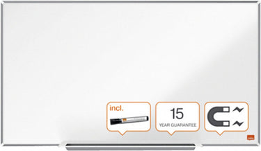 Nobo impression pro widescreen magnetisch whiteboard van staal met pennengoot - inclusief whiteboard marker - 710x400mm - wit