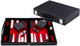 Longfield backgammon 11 inch - rood, zwart wit gestikt bord - kunstlederen koffer met handvat - engelhart