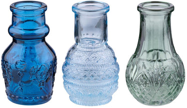 Arti casa vaasjes set van 3 - mini glazen vaasjes - 4 x 8 cm