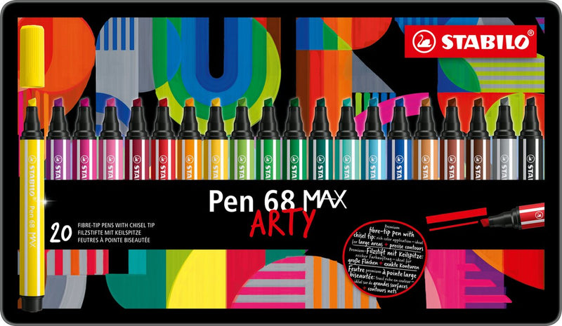 Load image into Gallery viewer, Stabilo pen 68 max arty - viltstift met dikke beitelpunt - set 20 stuks
