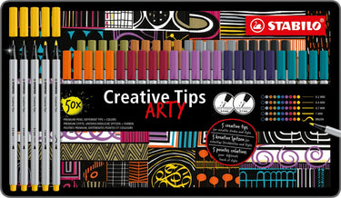 Stabilo creative tips arty pennen in metalen etui - 50dlg.