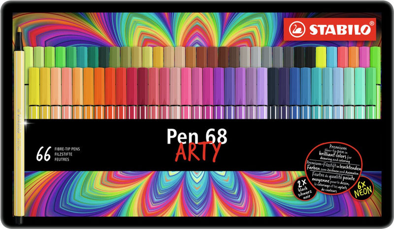 Load image into Gallery viewer, Stabilo pen 68 - viltstift - arty - metalen set 65 st.
