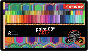 Stabilo point 88 - fineliner - arty - metalen set met 66 stuks